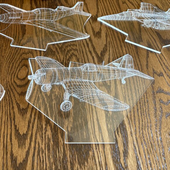 Set of Two 3-D Optical Illusion Aviation Lamps by Carve Craftworks with 5 Planes - Picture 9 of 13